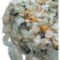 Prehnite crystal chips product shot, Grade A Namibia material showing quantity and color