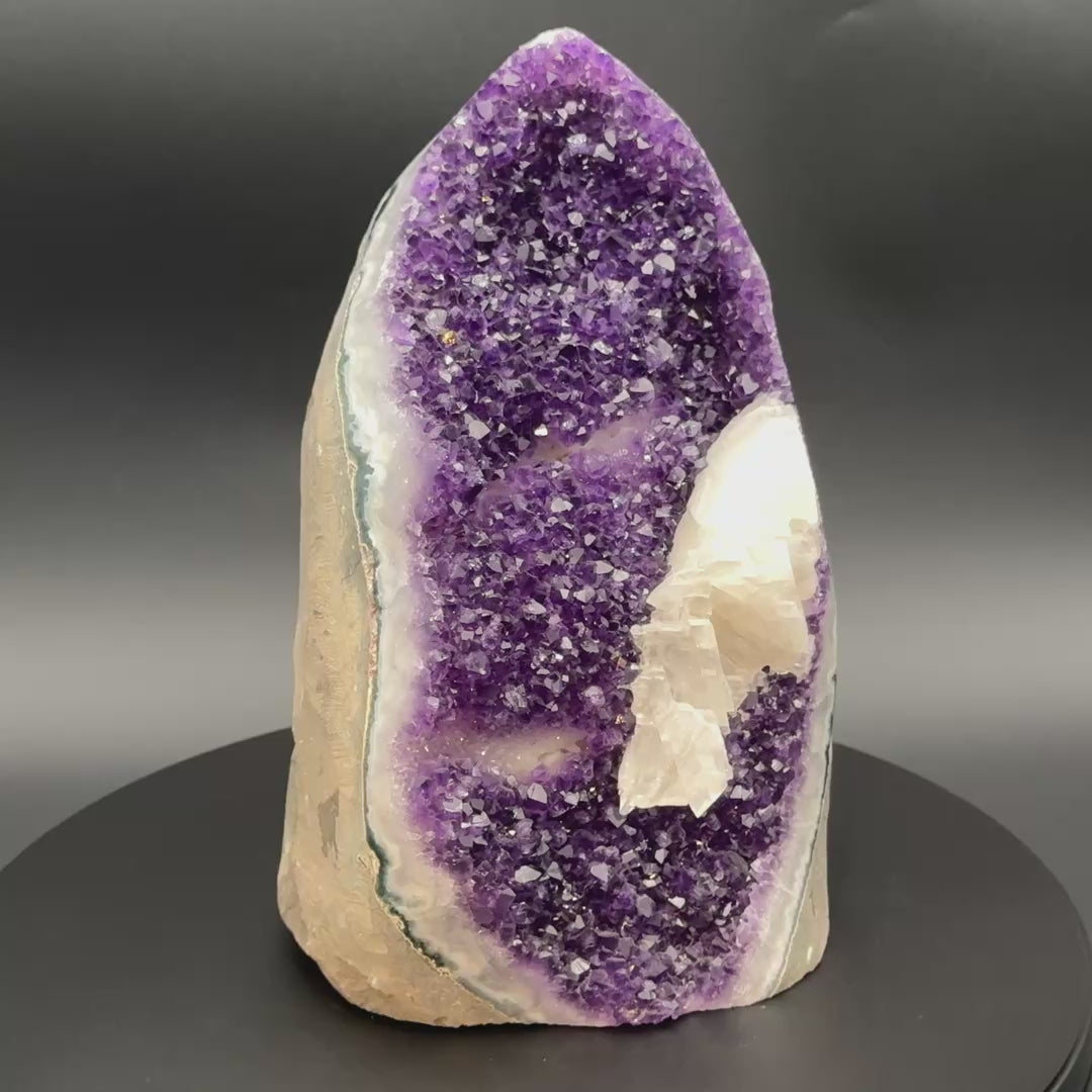 Video of the AA grade amethyst polished geode from Artigas, Uruguay, 5.55 x 5.27 x 9.12 in, 11.39 pounds, specimen 53.
