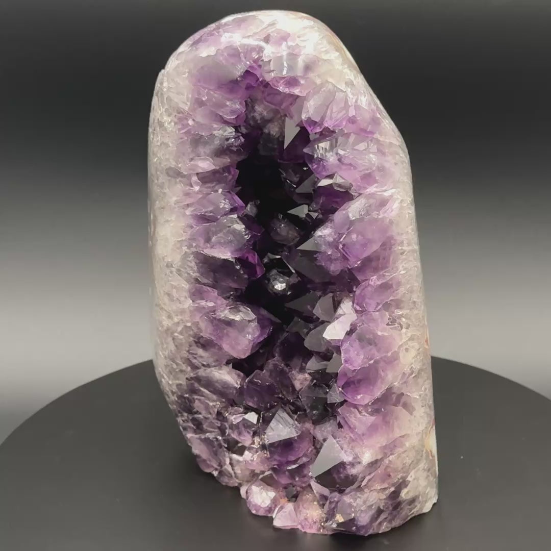 Video of the AA grade amethyst polished geode from Artigas, Uruguay, 5.74 x 4.26 x 8.41 in, 10.88 pounds, specimen 60.