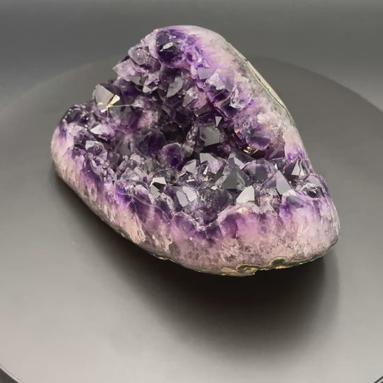 Video of the AAA grade amethyst polished geode from Artigas, Uruguay, 7.53 x 4.87 x 4.01 in, 4.55 pounds, specimen 15.