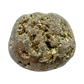 Top view of Pyrite tumbled stone showing metallic luster
