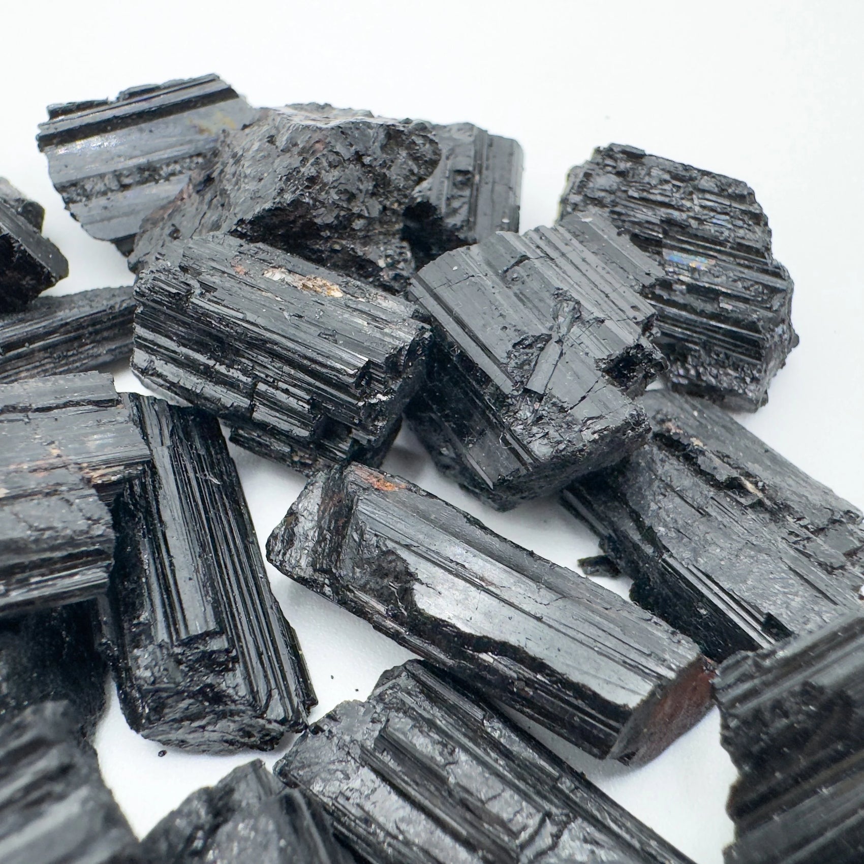 Base detail of Grade AA Black Tourmaline raw