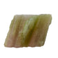 Watermelon Tourmaline Raw Crystals, A Grade, Brazil: one striated crystal on a white background, with pink and green bands along its length