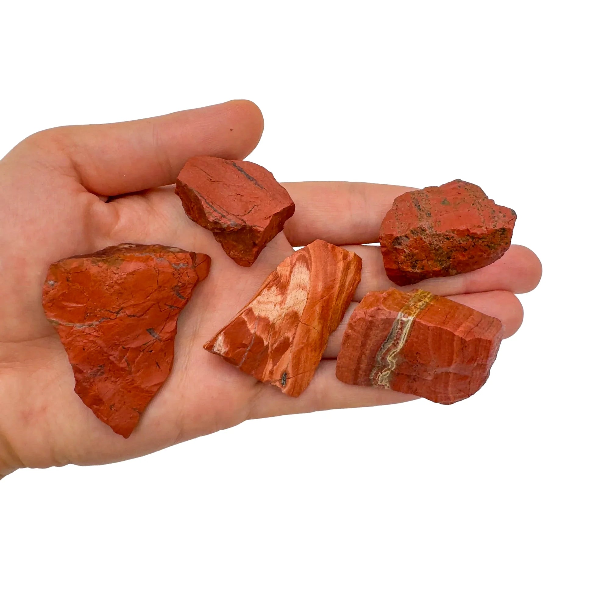 Back view of Grade AA Red Jasper raw showing natural surface