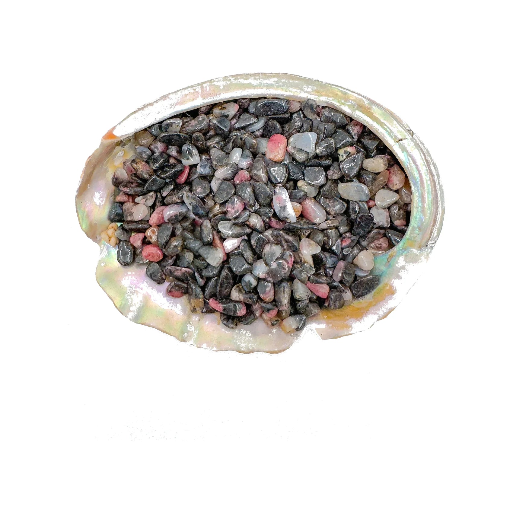 Rhodonite polished crystal chips, A grade, Mozambique origin, hero view.