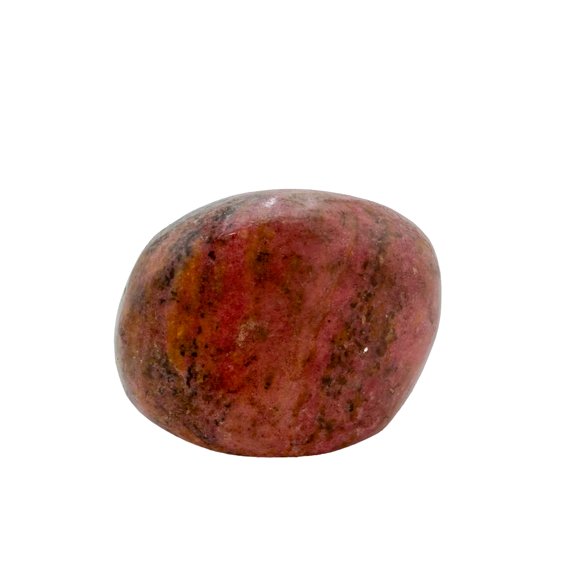 AA grade Rhodonite polished free form from Masvingo, Zimbabwe, rose pink with black manganese veining
