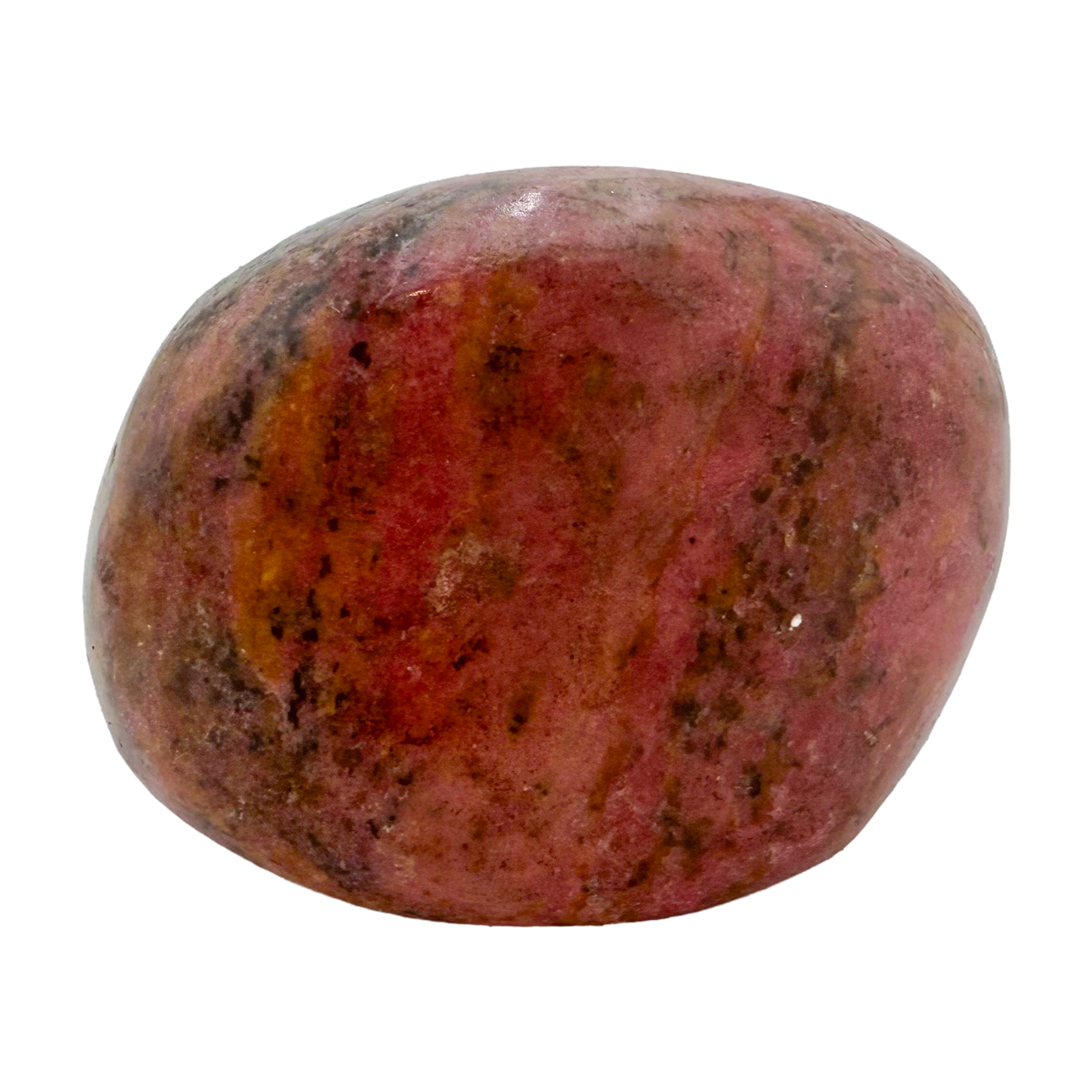 AA grade Rhodonite polished free form from Masvingo, Zimbabwe, rose pink with black manganese veining