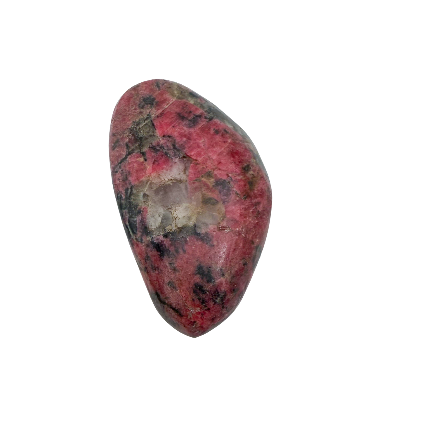 AA grade Rhodonite polished free form from Masvingo, Zimbabwe, rose pink with black manganese veining