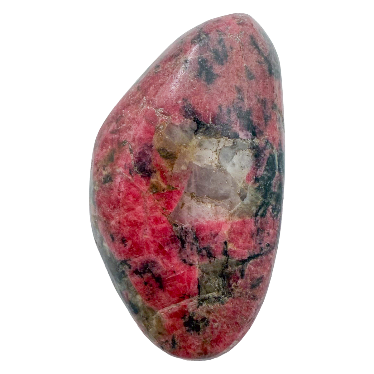 Rhodonite polished free form from Zimbabwe, alternate view