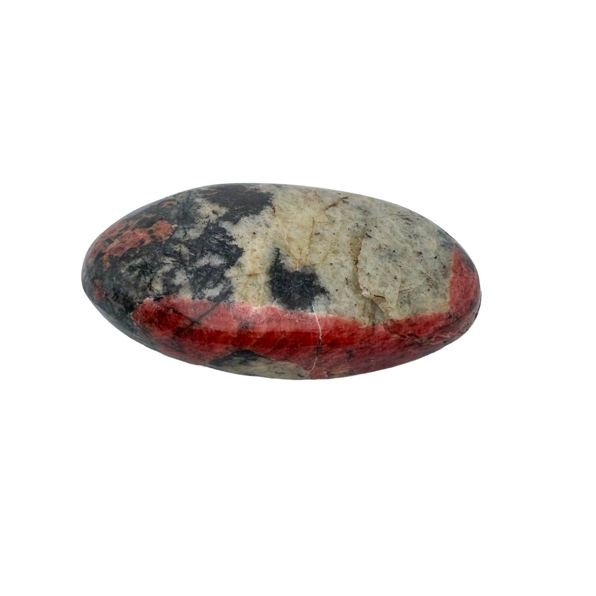 AA grade Rhodonite polished free form from Masvingo, Zimbabwe, rose pink with black manganese veining