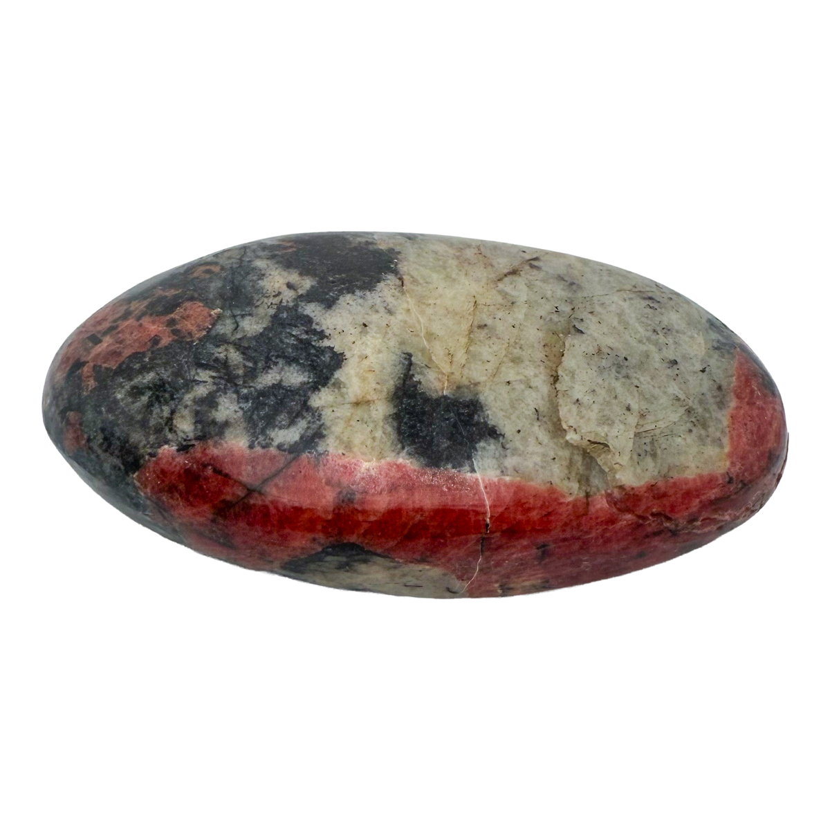 AA grade Rhodonite polished free form from Masvingo, Zimbabwe, rose pink with black manganese veining