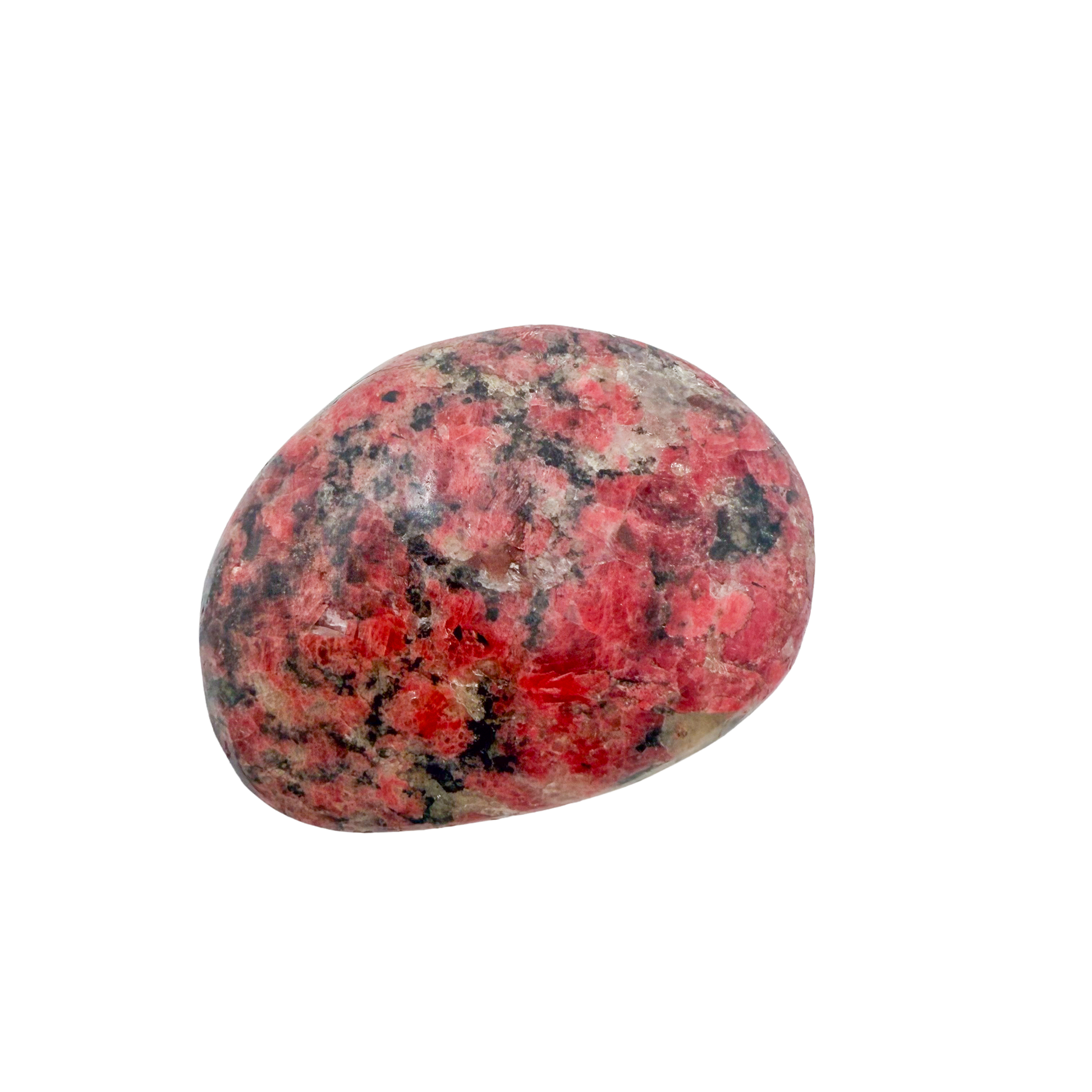 AA grade Rhodonite polished free form from Masvingo, Zimbabwe, rose pink with black manganese veining