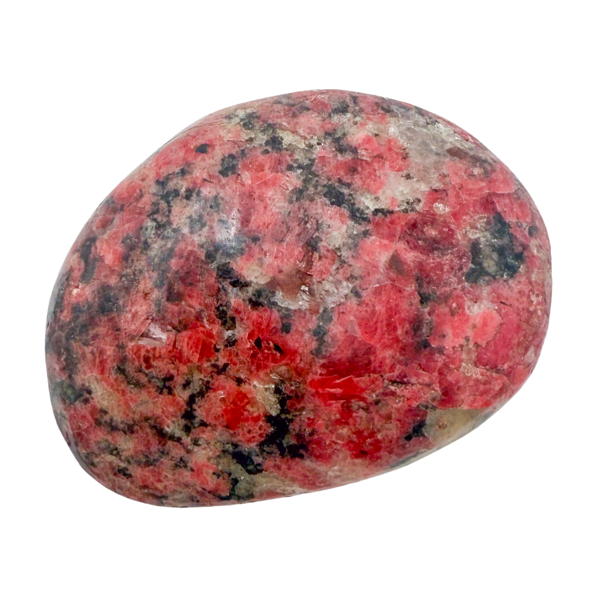 AA grade Rhodonite polished free form from Masvingo, Zimbabwe, rose pink with black manganese veining