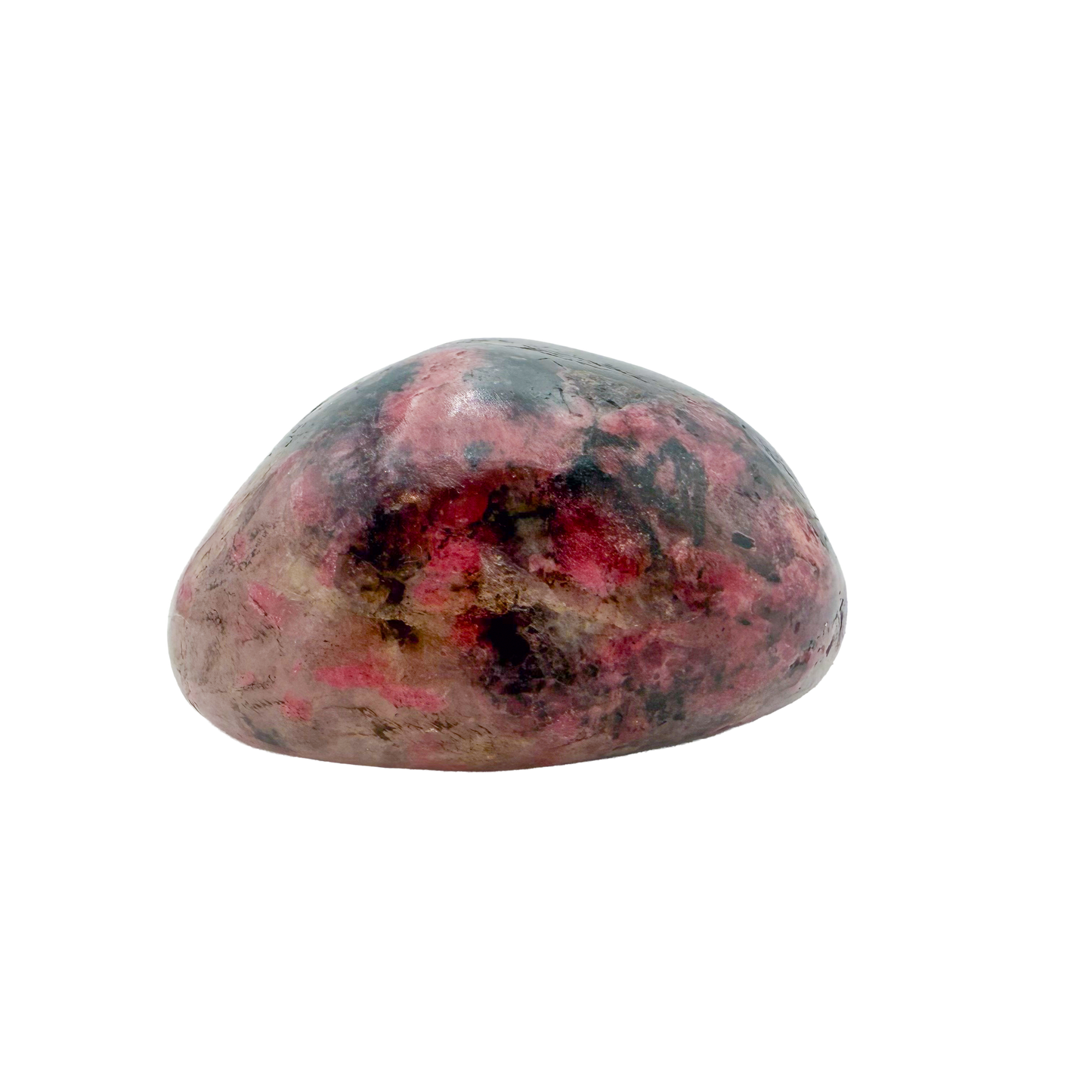 AA grade Rhodonite polished free form from Masvingo, Zimbabwe, rose pink with black manganese veining