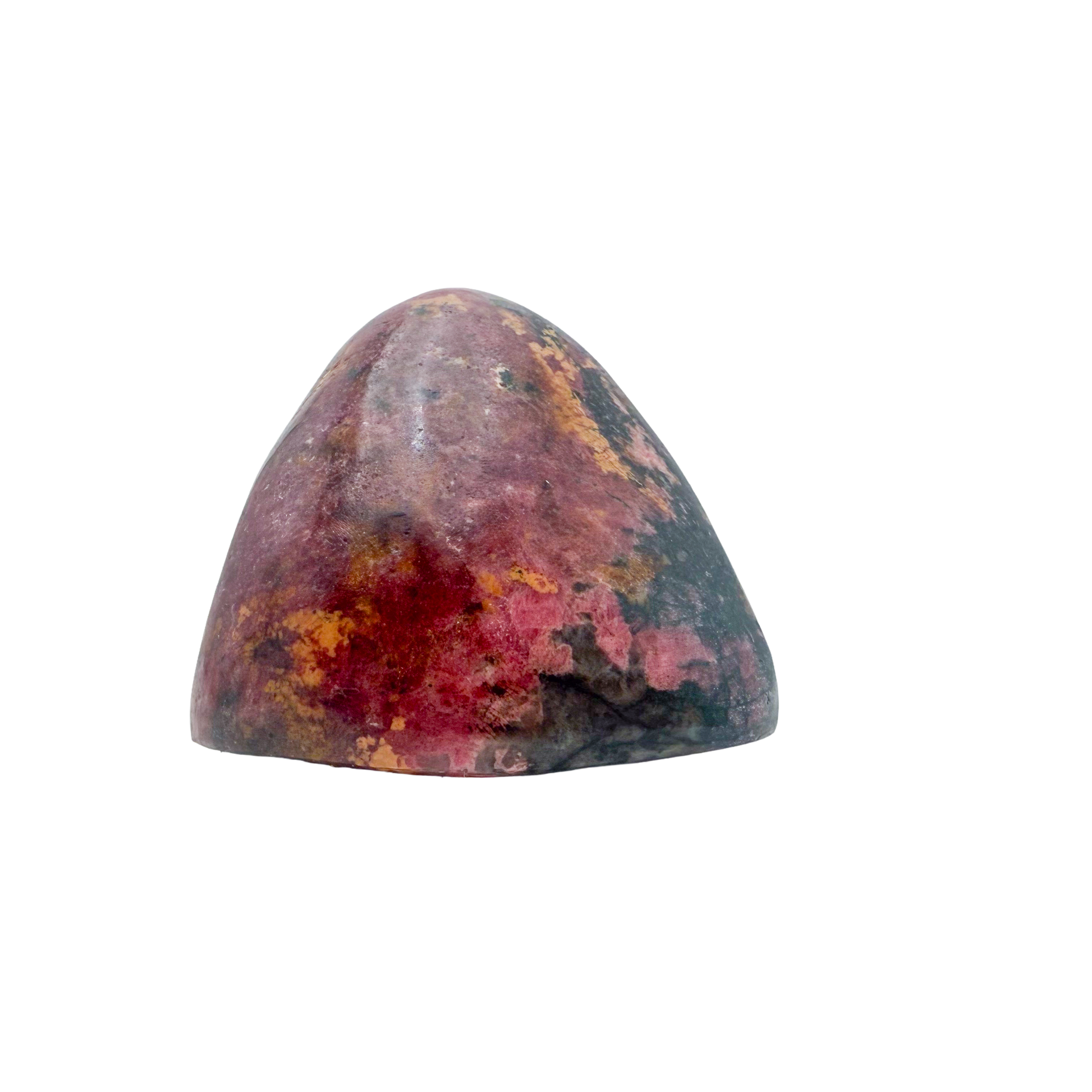 AA grade Rhodonite polished free form from Masvingo, Zimbabwe, rose pink with black manganese veining