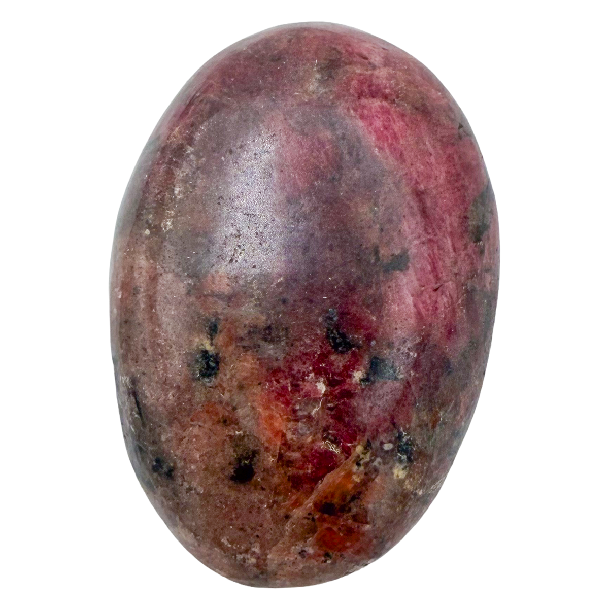 AA grade Rhodonite polished free form from Masvingo, Zimbabwe, rose pink with black manganese veining