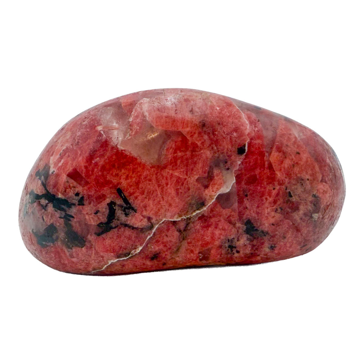 AA grade Rhodonite polished free form from Masvingo, Zimbabwe, rose pink with black manganese veining