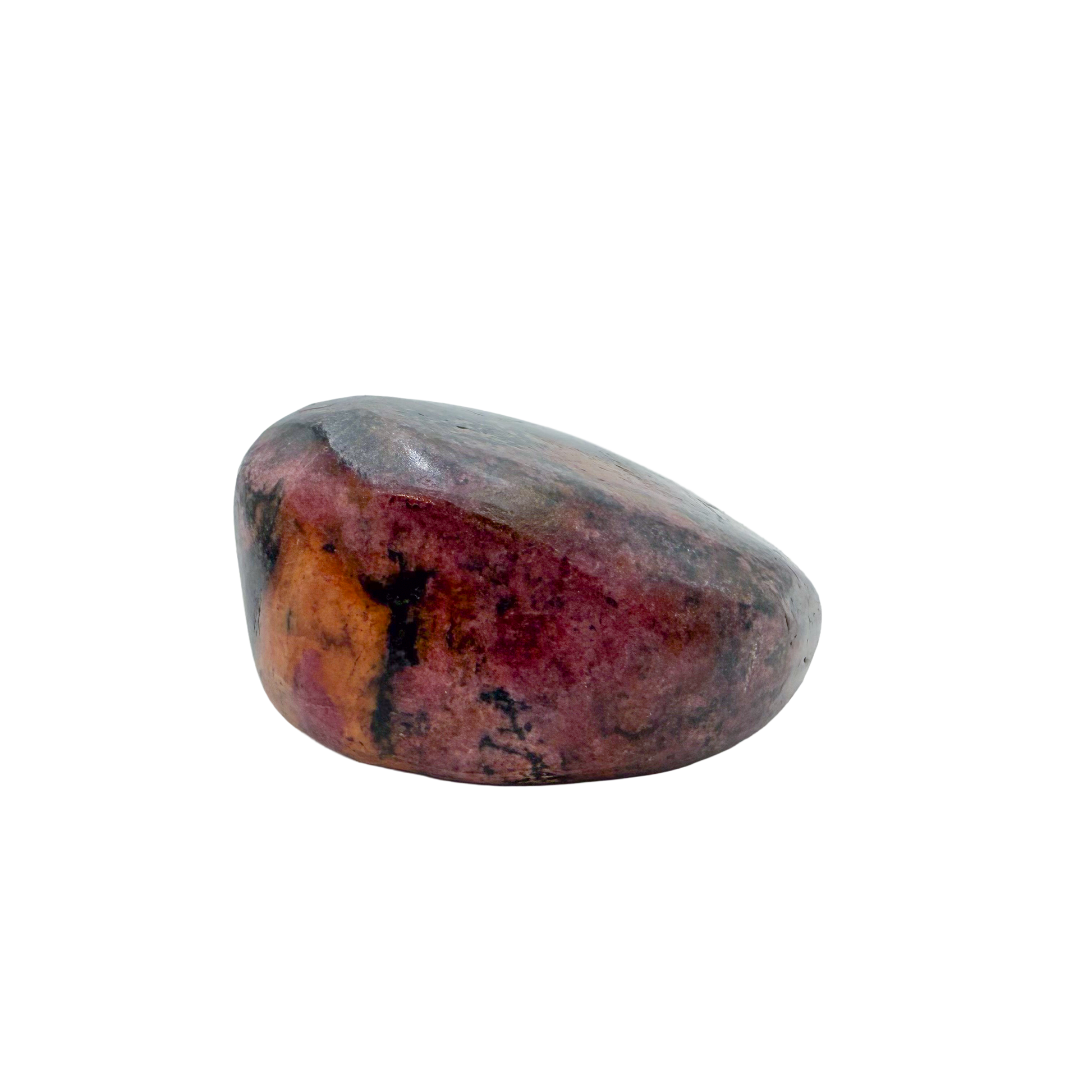 AA grade Rhodonite polished free form from Masvingo, Zimbabwe, rose pink with black manganese veining