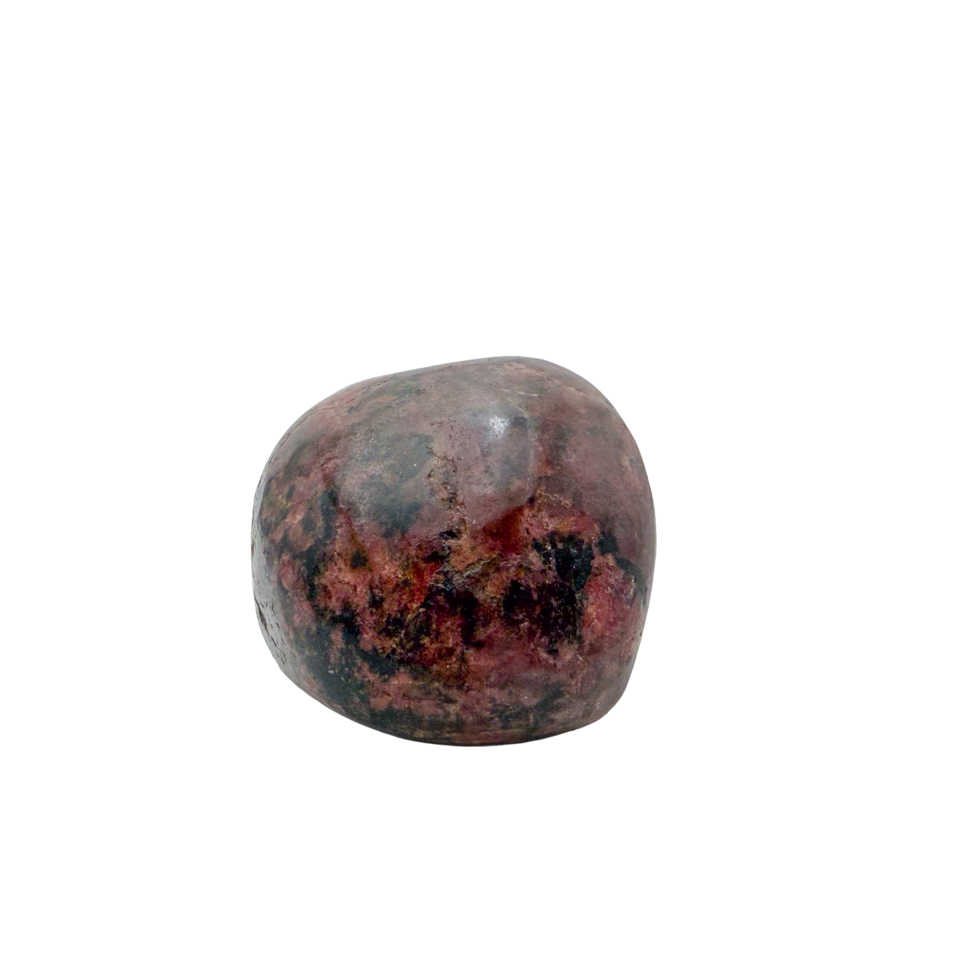 AA grade Rhodonite polished free form from Masvingo, Zimbabwe, rose pink with black manganese veining