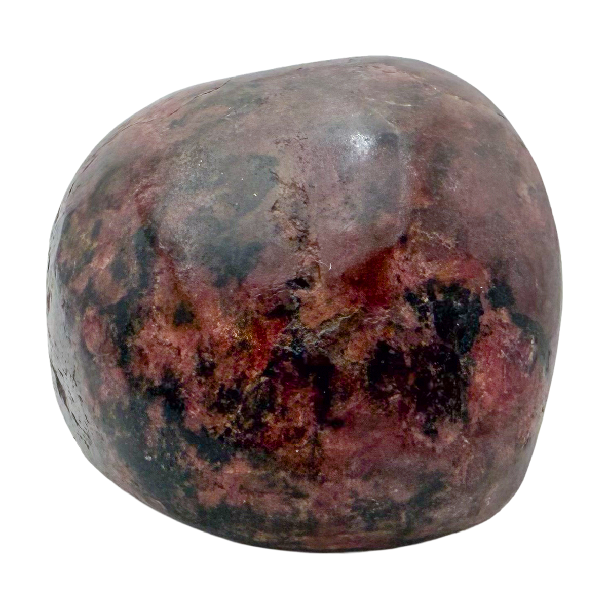AA grade Rhodonite polished free form from Masvingo, Zimbabwe, rose pink with black manganese veining
