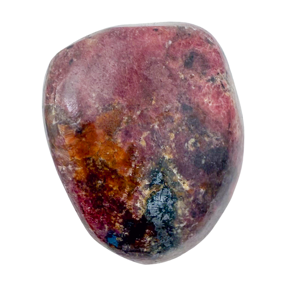 AA grade Rhodonite polished free form from Masvingo, Zimbabwe, rose pink with black manganese veining