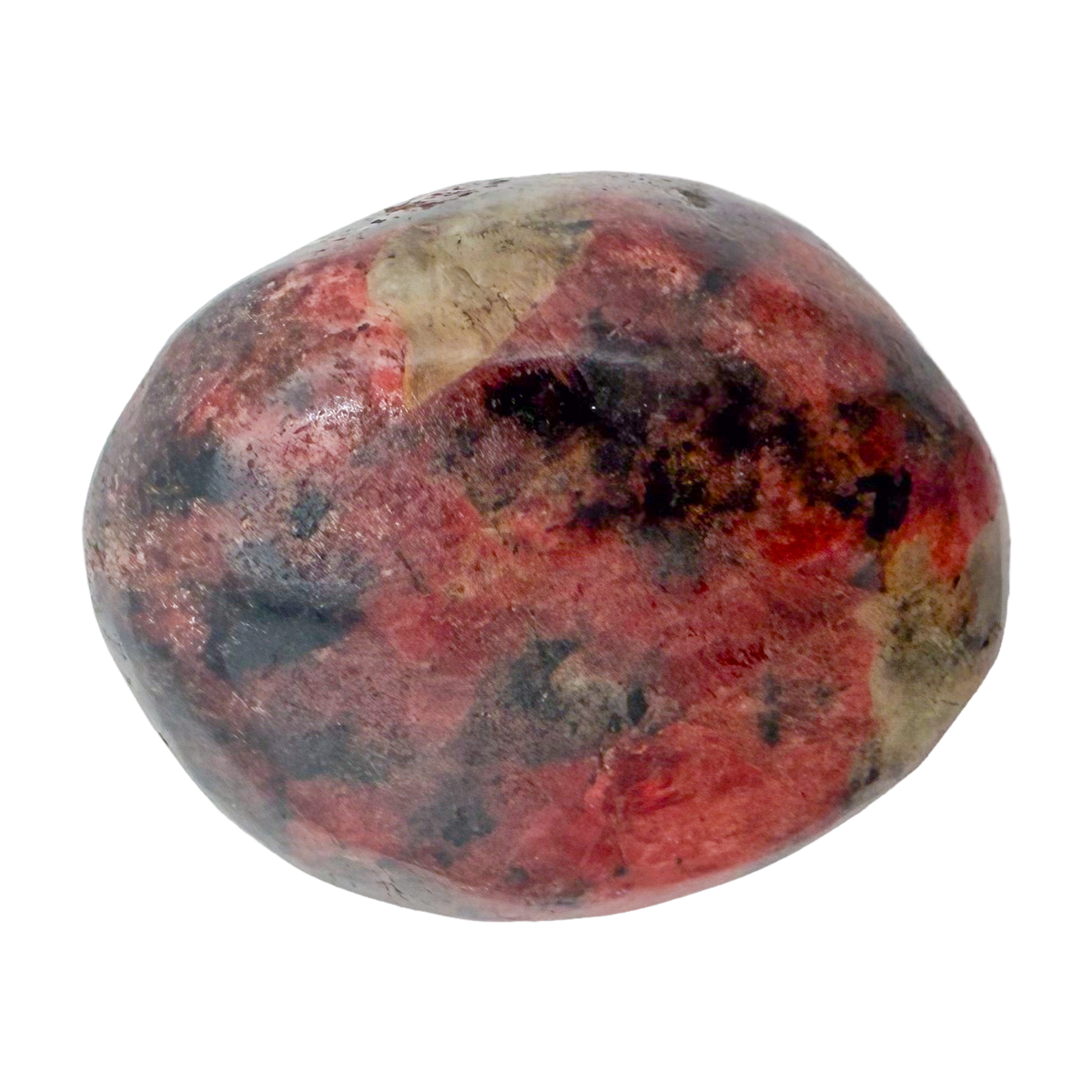 AA grade Rhodonite polished free form from Masvingo, Zimbabwe, rose pink with black manganese veining