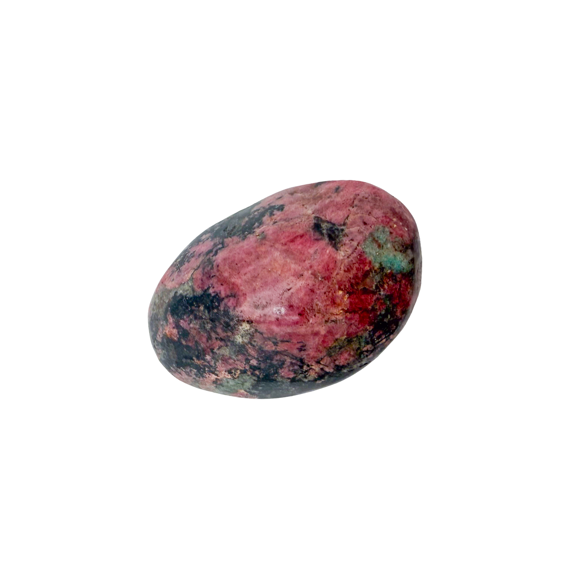 AA grade Rhodonite polished free form from Masvingo, Zimbabwe, rose pink with black manganese veining
