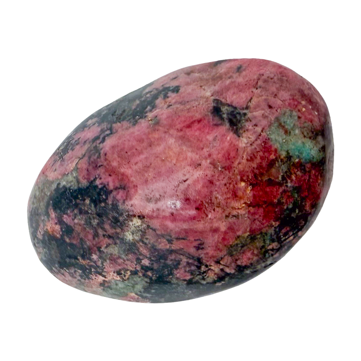 AA grade Rhodonite polished free form from Masvingo, Zimbabwe, rose pink with black manganese veining