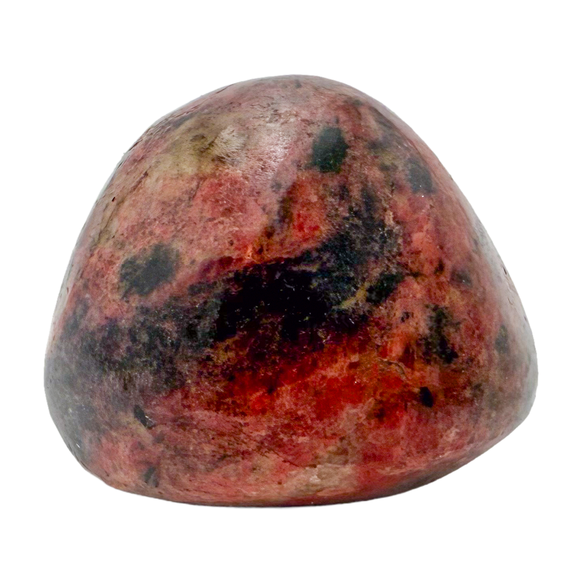 AA grade Rhodonite polished free form from Masvingo, Zimbabwe, rose pink with black manganese veining