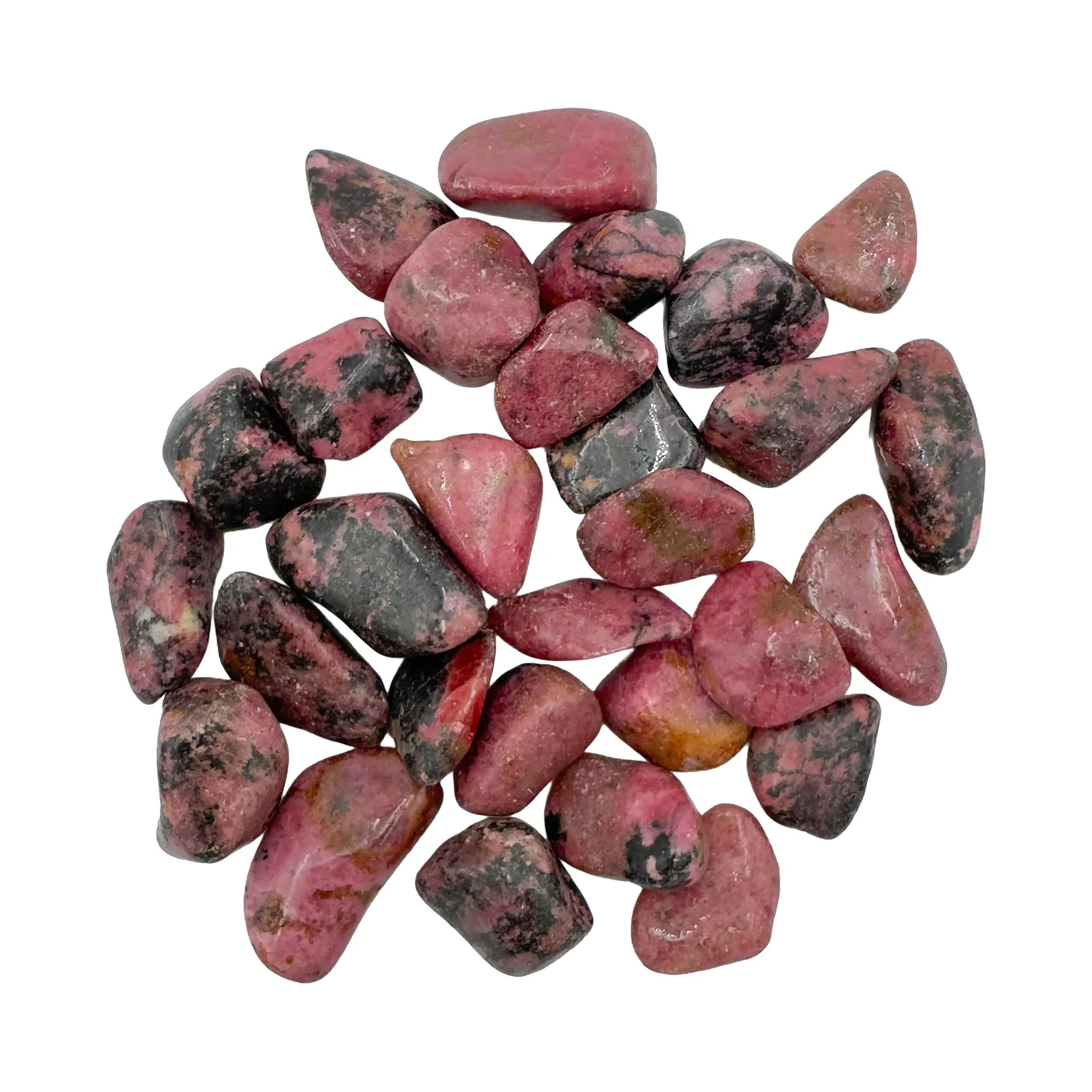 Tumbled Rhodonite Crystals for Emotional Healing, Grounding & Love — beginner-friendly black polished, AA grade from Zimbabwe