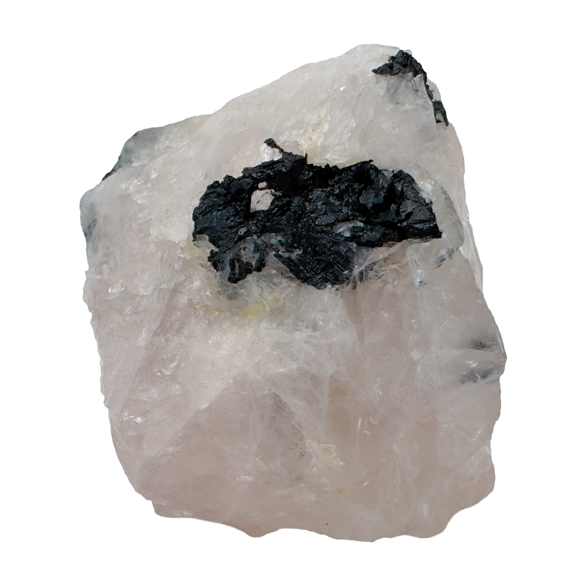 Rose Quartz with Black Tourmaline from Brazil, alternate view