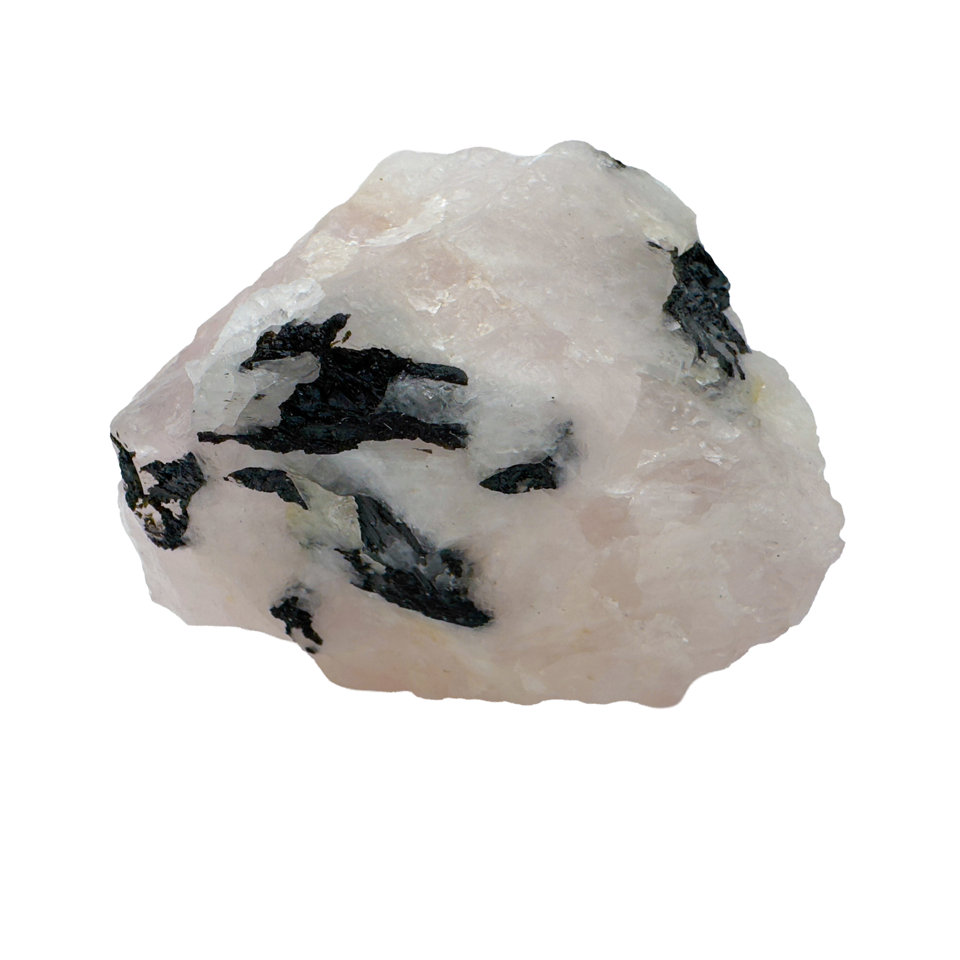 Rose Quartz with Black Tourmaline specimen from Minas Gerais, Brazil, pink quartz threaded with black schorl