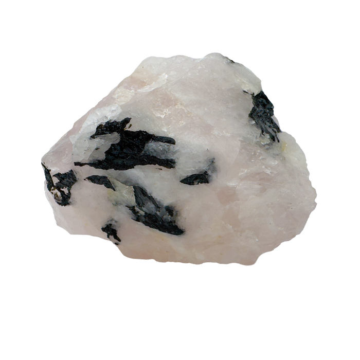 Rose Quartz with Black Tourmaline specimen from Minas Gerais, Brazil, pink quartz threaded with black schorl