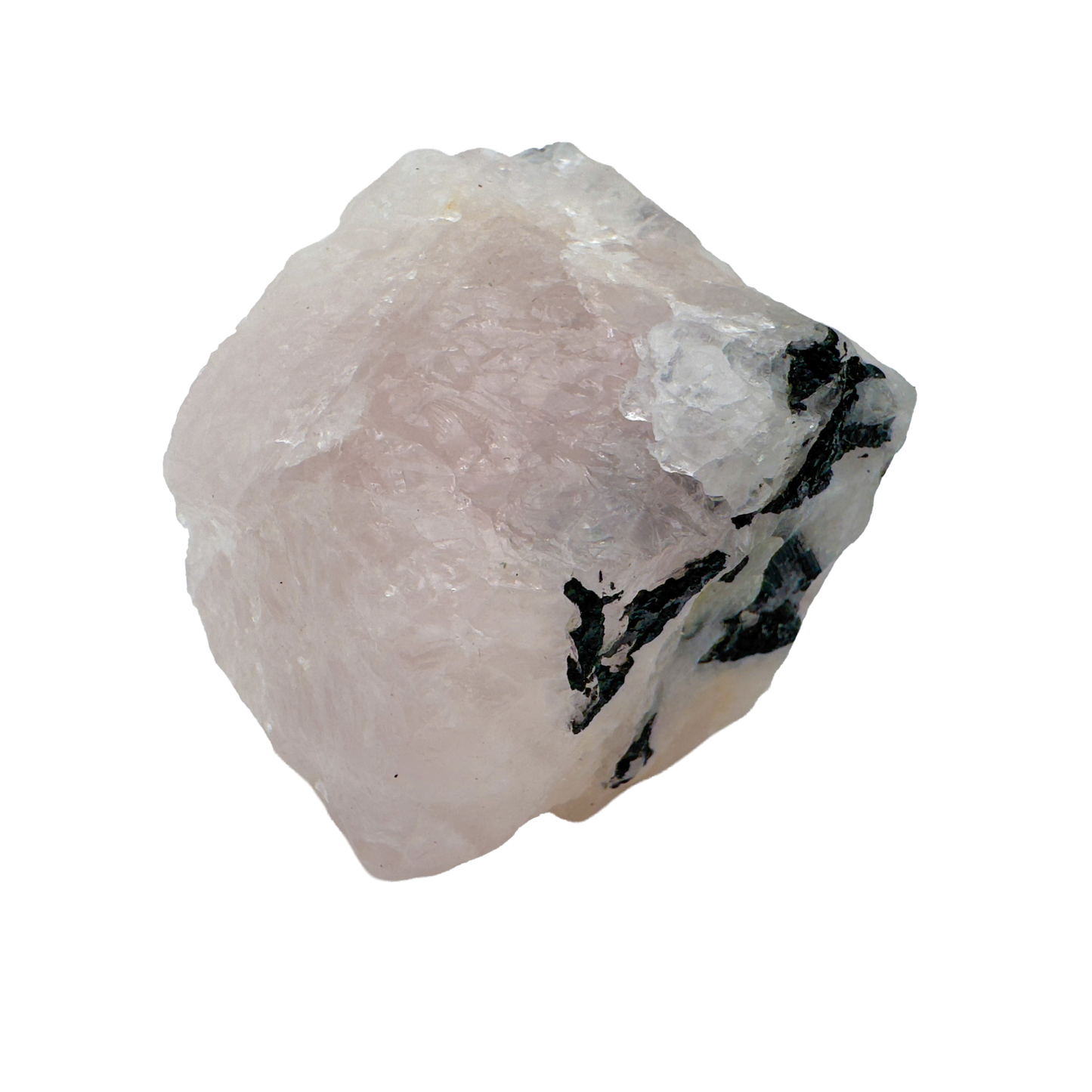 Rose Quartz with Black Tourmaline from Brazil, alternate view