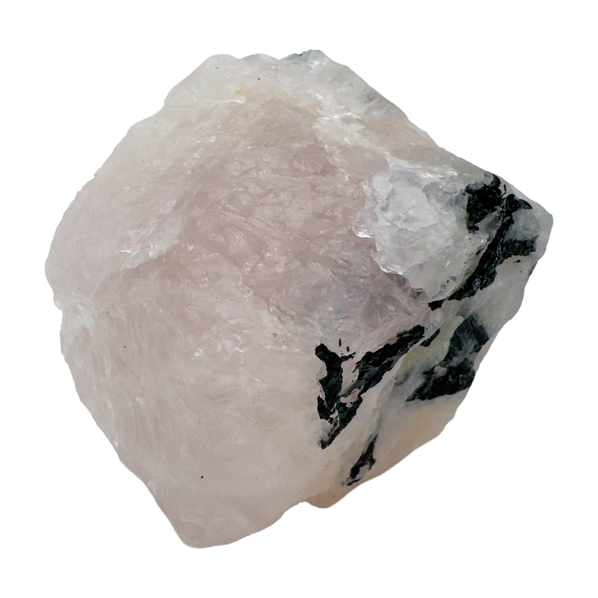 Rose Quartz with Black Tourmaline from Brazil, alternate view