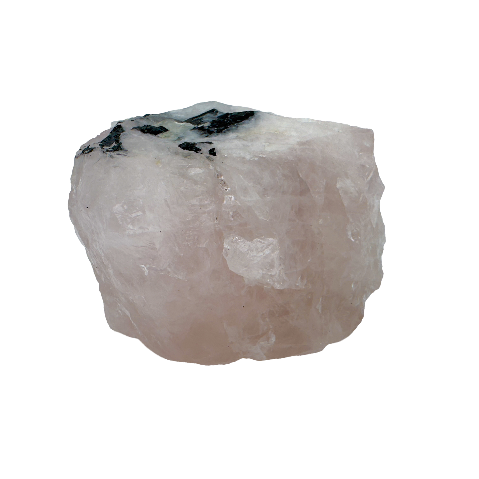 Rose Quartz with Black Tourmaline from Brazil, alternate view