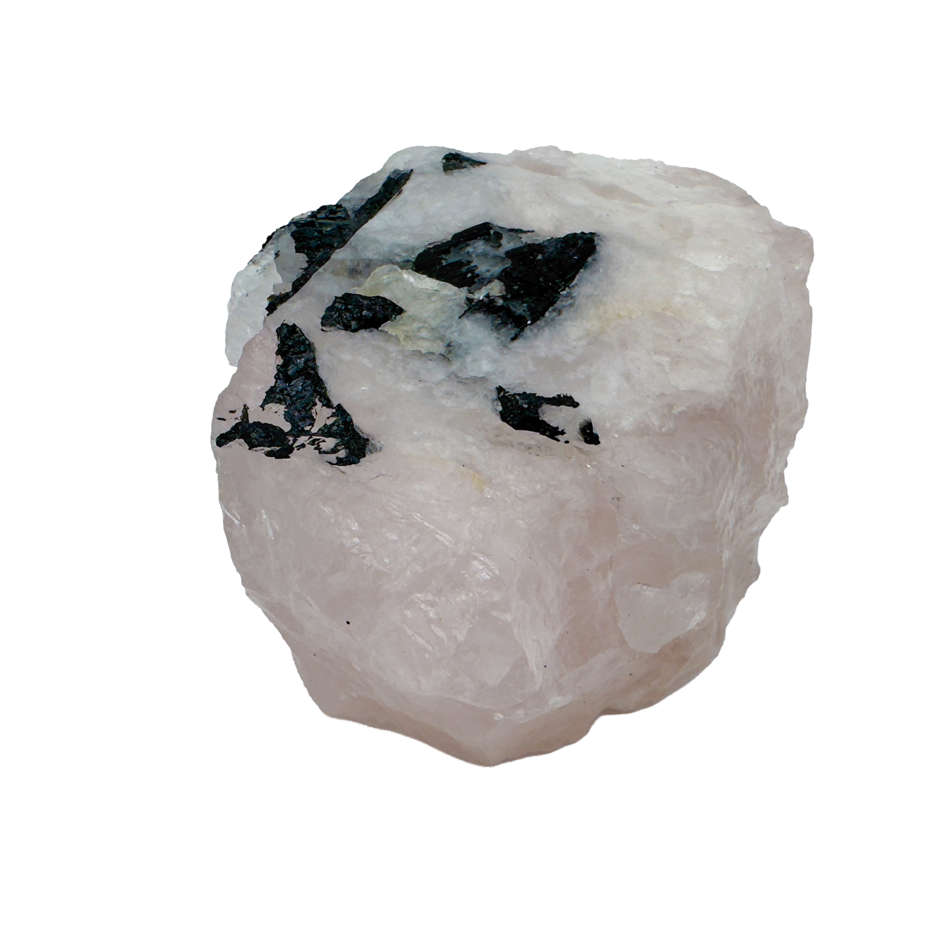 Rose Quartz with Black Tourmaline from Brazil, alternate view