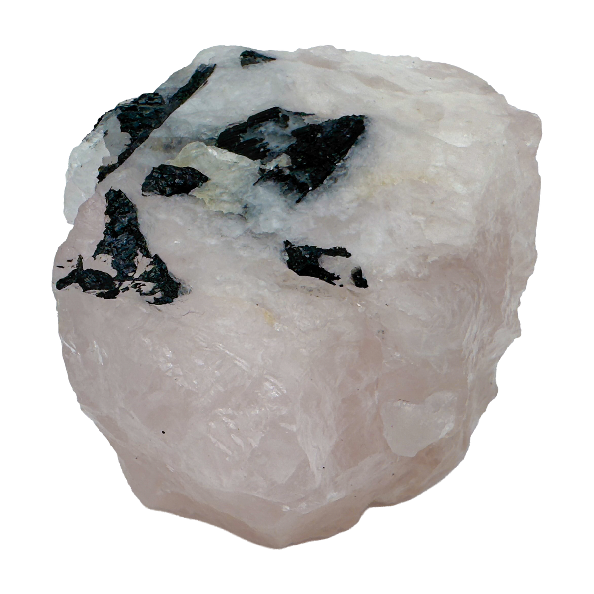 Rose Quartz with Black Tourmaline from Brazil, alternate view