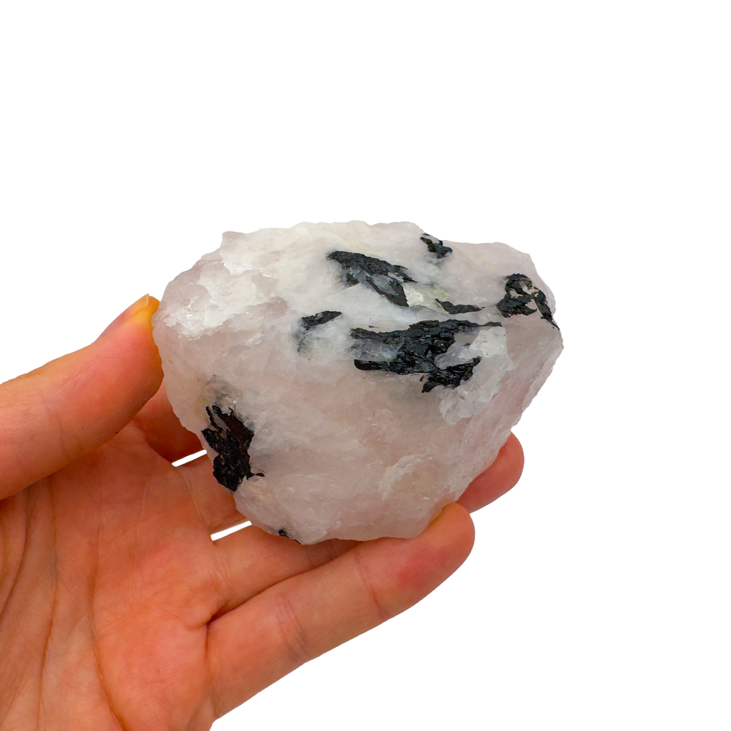 Rose Quartz with Black Tourmaline from Brazil, alternate view