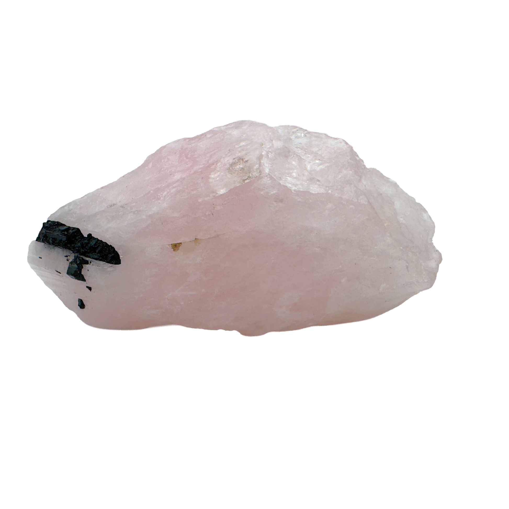 Rose Quartz with Black Tourmaline from Brazil, alternate view