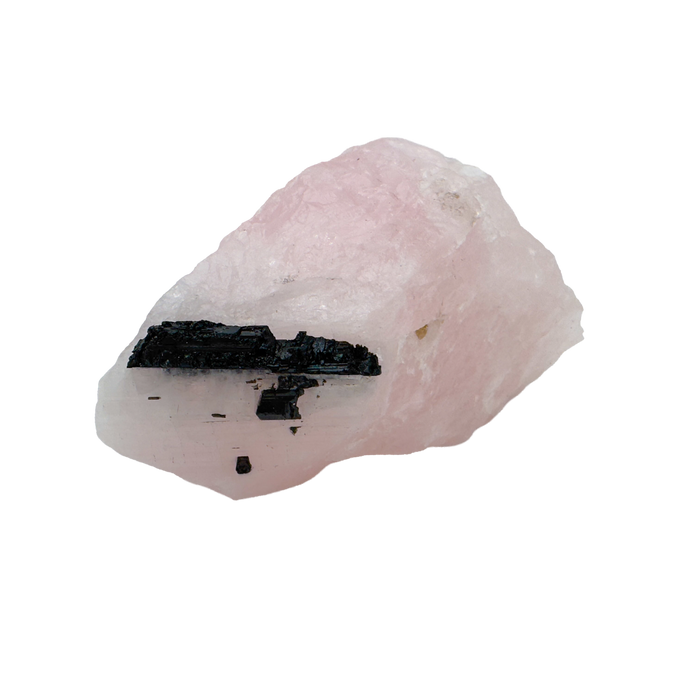 Rose Quartz with Black Tourmaline specimen from Minas Gerais, Brazil, pink quartz threaded with black schorl