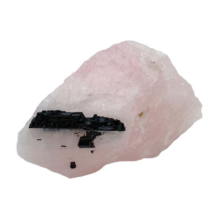 Rose Quartz with Black Tourmaline specimen from Minas Gerais, Brazil, pink quartz threaded with black schorl