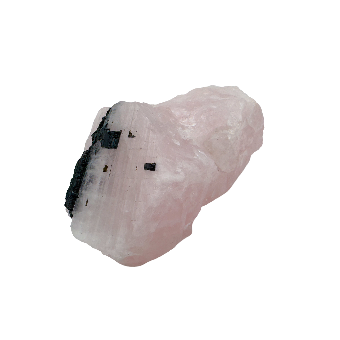 Rose Quartz with Black Tourmaline from Brazil, alternate view