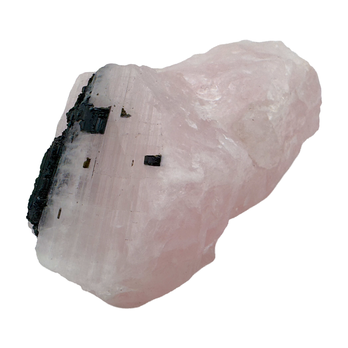 Rose Quartz with Black Tourmaline from Brazil, alternate view