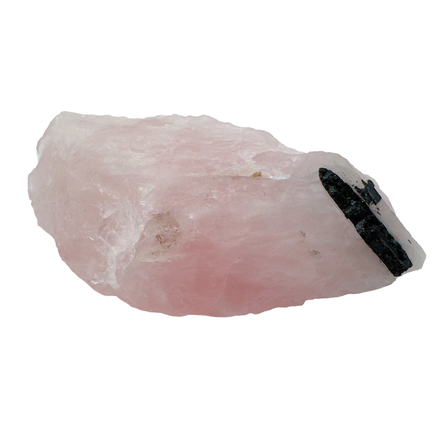 Rose Quartz with Black Tourmaline from Brazil, alternate view