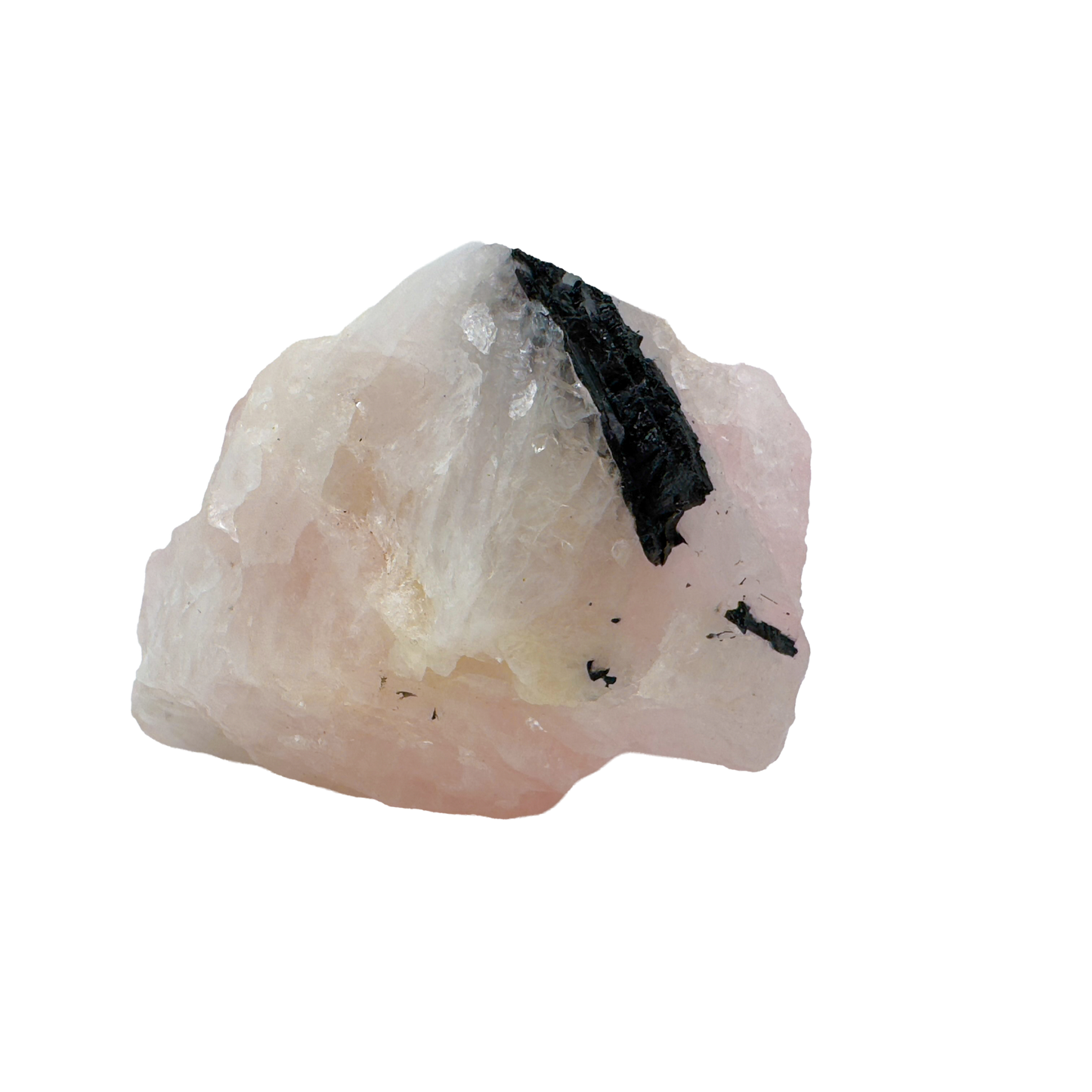 Rose Quartz with Black Tourmaline from Brazil, alternate view