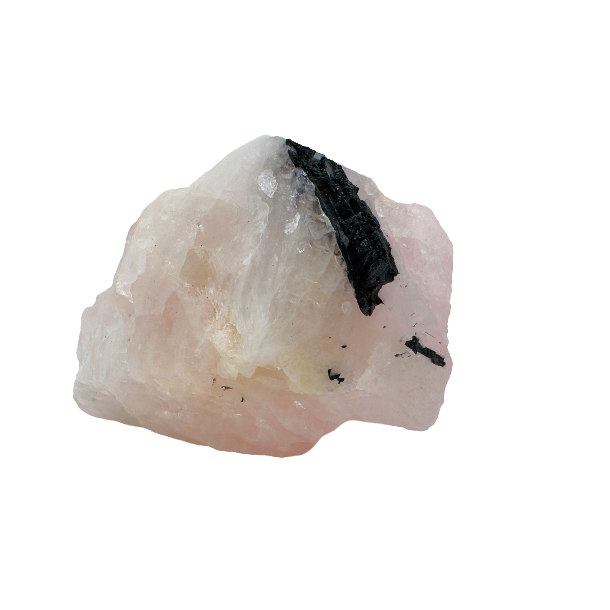 Rose Quartz with Black Tourmaline from Brazil, alternate view