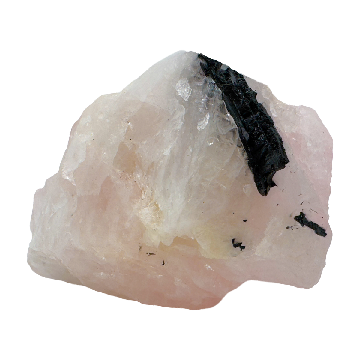 Rose Quartz with Black Tourmaline from Brazil, alternate view