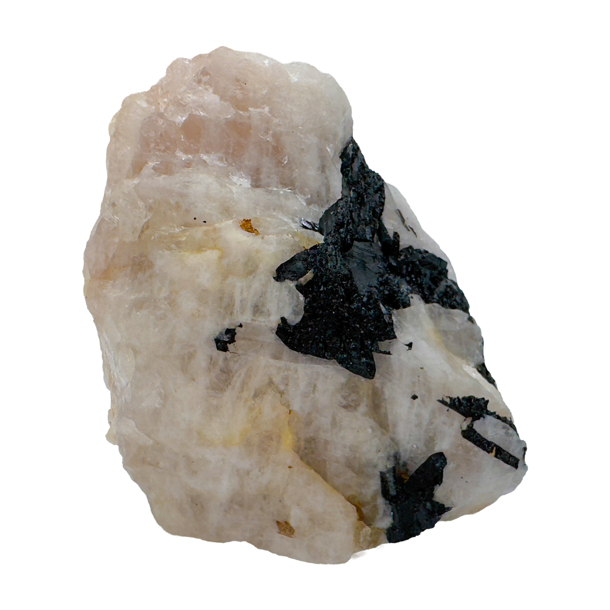 Rose Quartz with Black Tourmaline from Brazil, alternate view
