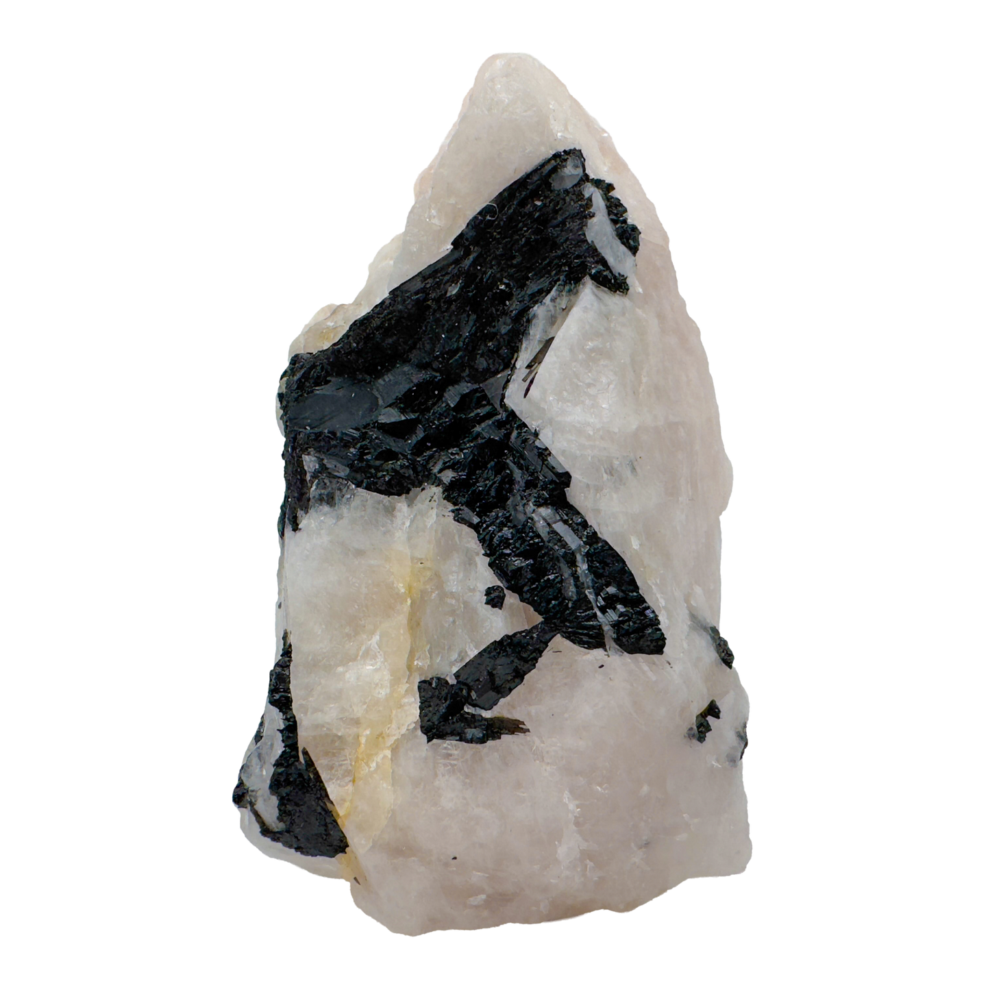 Rose Quartz with Black Tourmaline specimen from Minas Gerais, Brazil, pink quartz threaded with black schorl